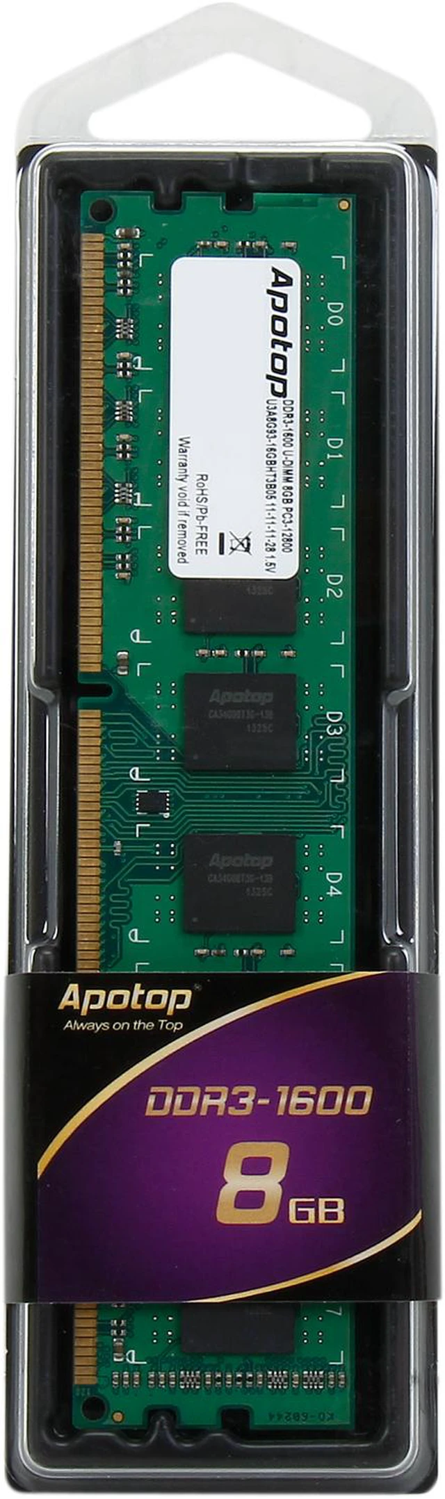 Desktop Memory Model Apotop 8GB DDR3 1600 (PC3 12800) Desktop Memory Model U3A8Gx1-16CBEB ...