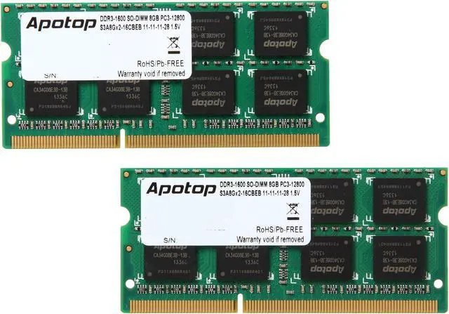 Main image of Apotop 16GB (2 x 8GB) 204-Pin DDR3 SO-DIMM DDR3 1600 (PC3 12800) Laptop Memory Model S3A8Gx2-16CBEB
