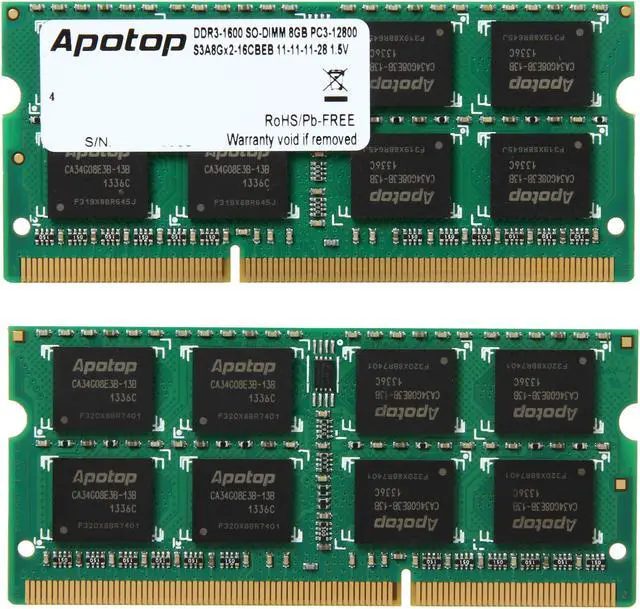 Alt view image 2 of 3 - Apotop 16GB (2 x 8GB) 204-Pin DDR3 SO-DIMM DDR3 1600 (PC3 12800) Laptop Memory Model S3A8Gx2-16CBEB
