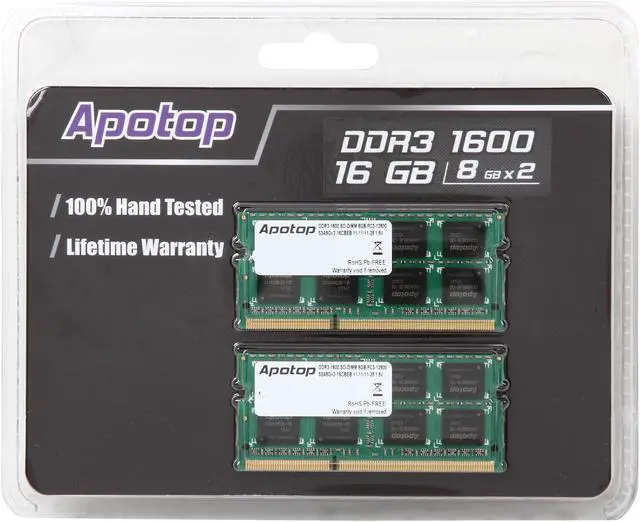 Alt view image 3 of 3 - Apotop 16GB (2 x 8GB) 204-Pin DDR3 SO-DIMM DDR3 1600 (PC3 12800) Laptop Memory Model S3A8Gx2-16CBEB