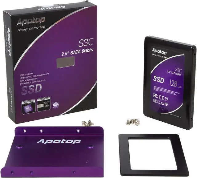 Alt view image 5 of 5 - Apotop 2.5" 128GB SATA III MLC Internal Solid State Drive (SSD) MASS3C128GBR