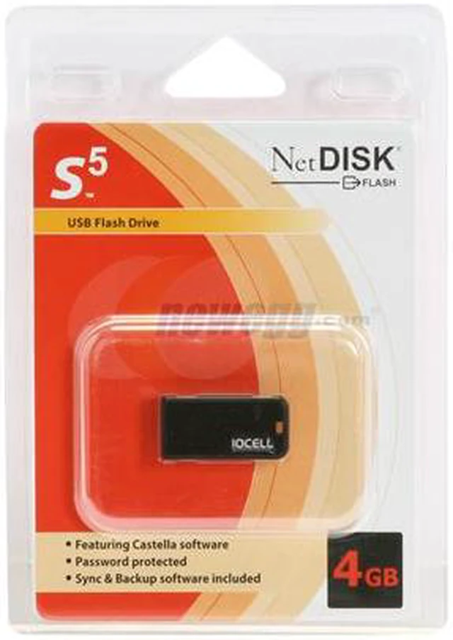 IOCELL Networks NetDISK 4GB USB 2.0 Flash Drive (Black & Black ...