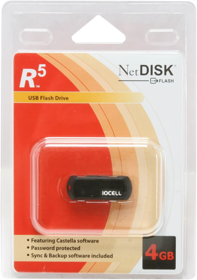 IOCELL Networks NetDISK 4GB USB 2.0 Flash Drive (Black and Black ...