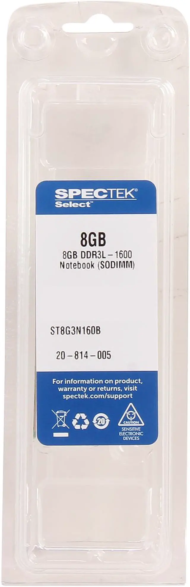 Alt view image 3 of 3 - SPECTEK by Micron Technology 8GB 204-Pin DDR3 SO-DIMM DDR3 1600 (PC3 12800) Laptop Memory Model ST8G3N160B