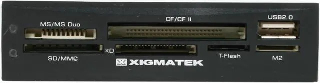 Alt view image 2 of 5 - XIGMATEK USB 2.0 CF I /CF I Pro /CF I Pro II /CF I Elite Pro /SD /EXTREME SD /SD PRO /SDHC /HS SD /MMC /HS MMC /HS RS MMC /RS MMC /mini SD /HS mini SD /MS /MS PRO /MS DUO /MS PRO DUO /Micro SDHC/ xD  3.5" Internal 75-in-1 Card Reader