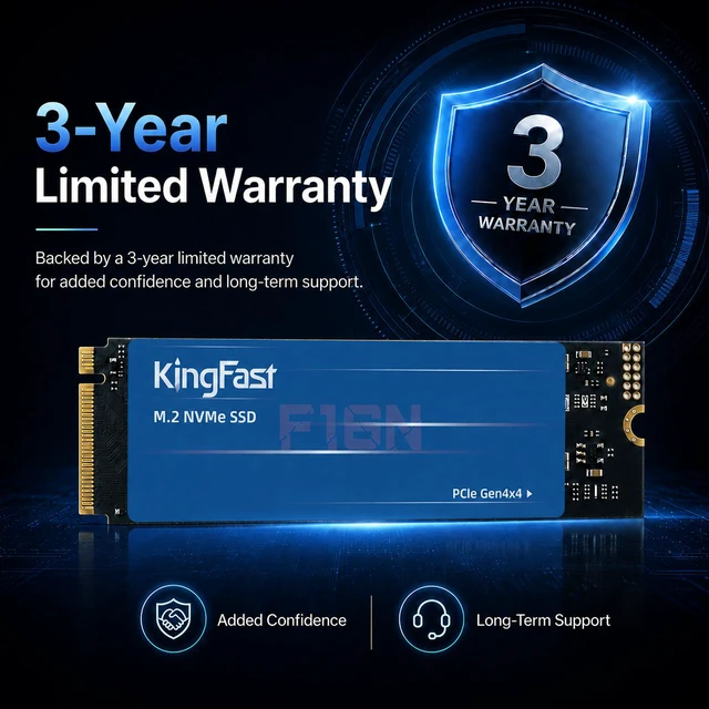 Alt view image 4 of 5 - KingFast 1TB M.2 2280 PCIe 4.0 NVMe SSD, Up to 4,000MB/s Read & 3,700MB/s Write, NVMe 1.4 3D NAND Internal SSD for Laptop & Desktop F16N 1TB 2280