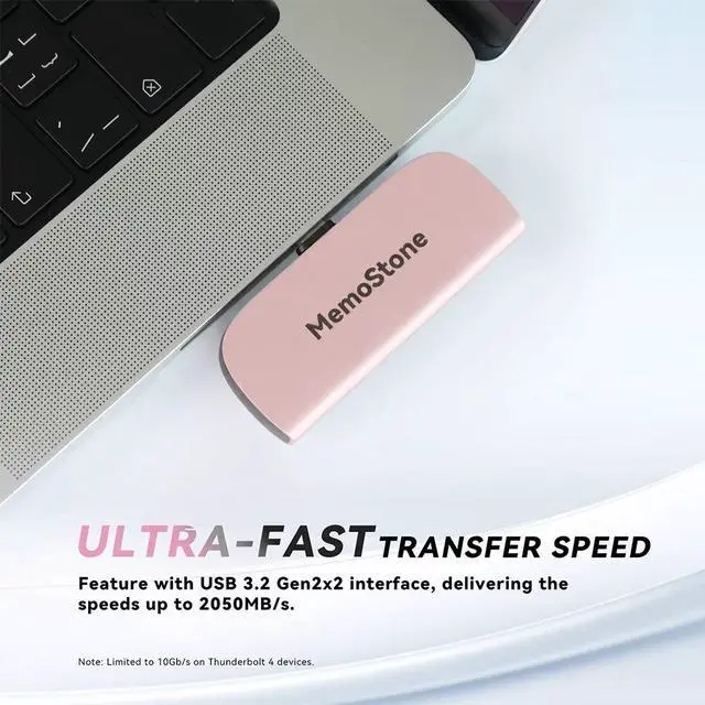 Alt view image 3 of 6 - KingSpec MomeStone 1TB Portable SSD up to 2000MB/s Read, Thumb Drive Metal USB 3.2 Type C USSD Mobile Solid U Disk External USB Flash Drives Data Storage Compatible with Phone/Laptop/Computer (Pink)