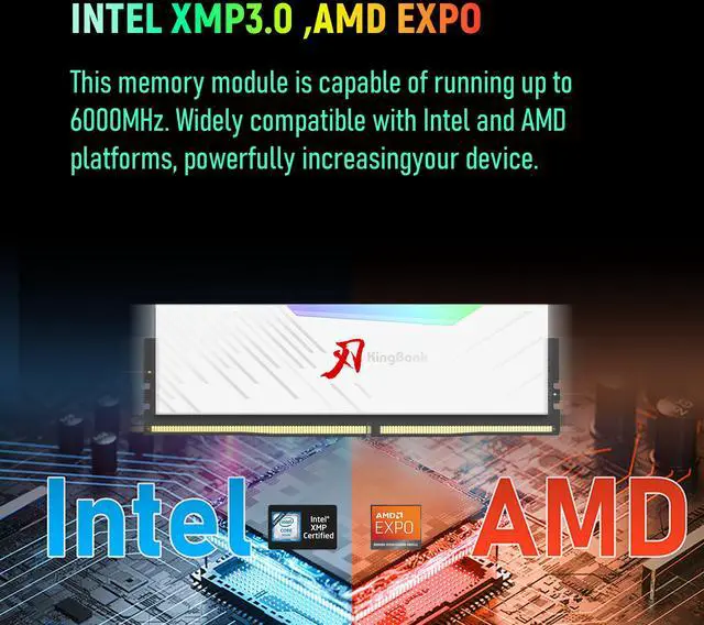 Alt view image 4 of 13 - Kingbank RGB 32GB (2 x 16GB) 288-Pin PC RAM DDR5 6000 (PC5 48000) Desktop Memory Model KRRW16G6000MC30*2