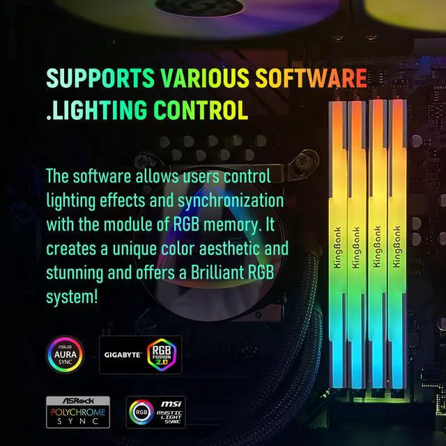Alt view image 6 of 13 - Kingbank RGB 32GB (2 x 16GB) 288-Pin PC RAM DDR5 6000 (PC5 48000) Desktop Memory Model KRRW16G6000MC30*2
