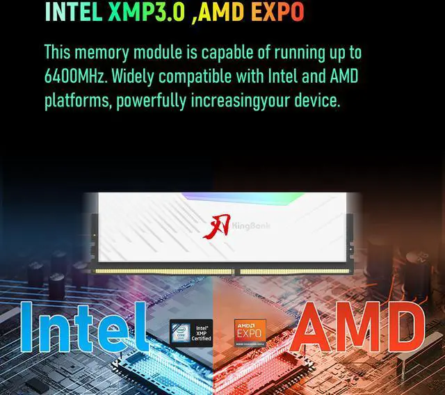 Alt view image 4 of 13 - Kingbank RGB 32GB (2 x 16GB) 288-Pin PC RAM DDR5 6400 (PC5 51200) Desktop Memory Model SBBRGBDDR5640016G*2M