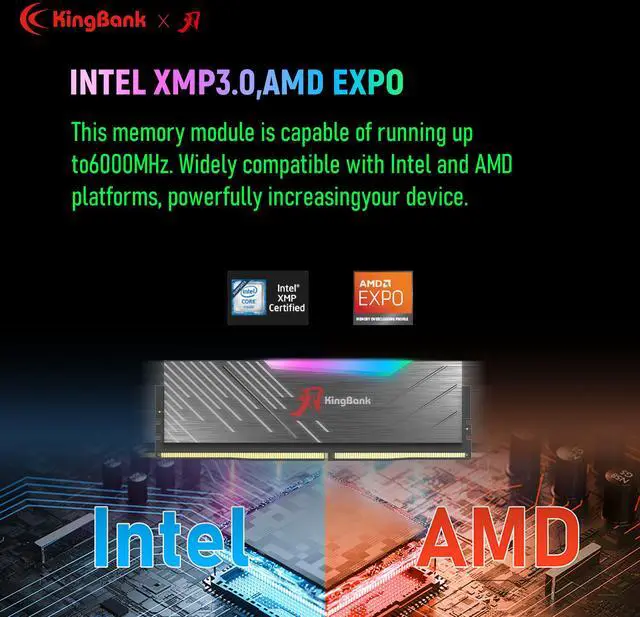 Alt view image 4 of 12 - Kingbank RGB 32GB (2 x 16GB) 288-Pin PC RAM DDR5 6000 (PC5 48000) Desktop Memory Model KRRB16G6000MC30*2