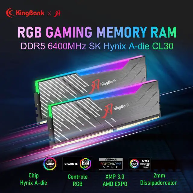 Alt view image 2 of 12 - Kingbank RGB 32GB (2 x 16GB) 288-Pin PC RAM DDR5 6400 (PC5 51200) Desktop Memory Model KRRB16G6400AC30*2