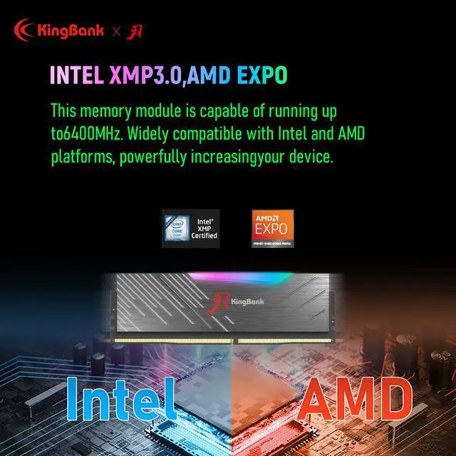 Alt view image 4 of 12 - Kingbank RGB 32GB (2 x 16GB) 288-Pin PC RAM DDR5 6400 (PC5 51200) Desktop Memory Model KRRB16G6400AC30*2