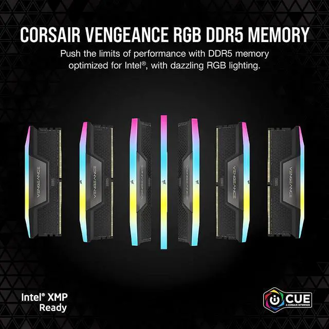 Alt view image 4 of 5 - CORSAIR Vengeance RGB 32GB (2 x 16GB) 288-Pin PC RAM DDR5 5600 (PC5 44800) Desktop Memory Model CMH32GX5M2B5600Z40