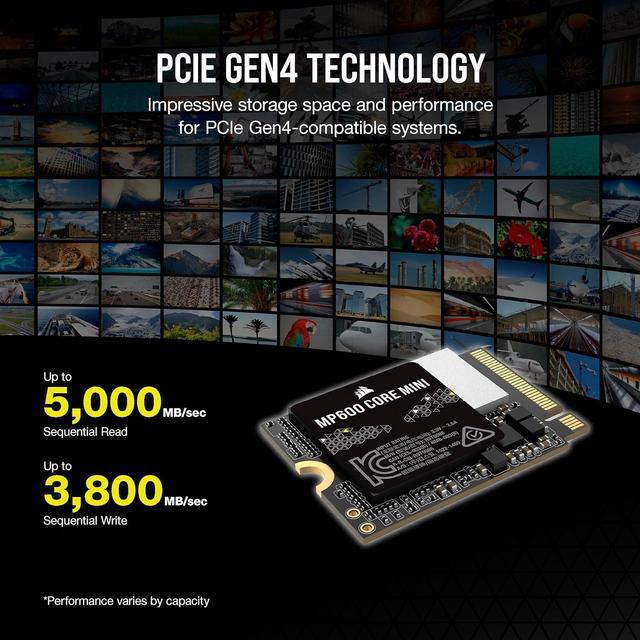 Alt view image 5 of 6 - Corsair MP600 CORE Mini 1TB M.2 NVMe PCIe x4 Gen4 2 SSD – M.2 2230 – Up to 5,000MB/sec Sequential Read  QLC NAND – Great for Steam Deck, ASUS ROG Ally, Microsoft Surface Pro .CSSD-F1000GBMP600CM