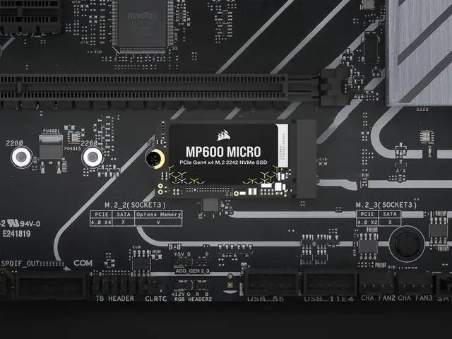 Alt view image 10 of 11 - Corsair MP600 MICRO M.2 2242 key M, single sided 2TB PCIe Gen 4.0 x4 3D NAND TLC CSSD-F2000GBMP600MCR2