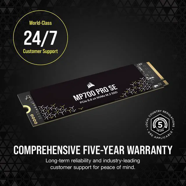Alt view image 19 of 19 - Corsair MP700 PRO SE M.2 2280 4TB PCI-Express 5.0 x4 3D TLC Internal Solid State Drive Up to 14000 MB/sec (SSD) CSSD-F4000GBMP700PNHS