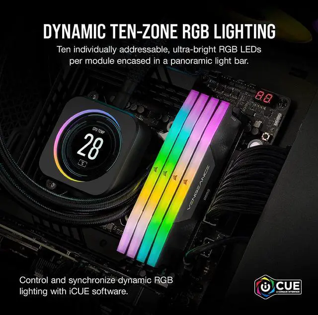 Alt view image 5 of 5 - CORSAIR Vengeance RGB 32GB (2 x 16GB) 288-Pin PC RAM DDR5 6400 (PC5 51200) Desktop Memory Model CMH32GX5M2B6400Z36
