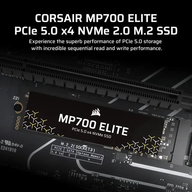 Alt view image 13 of 20 - Corsair MP700 Elite M.2 2280 2TB PCI-Express 5.0 x4 3D TLC Internal Solid State Drive (SSD) Up to 10000 MB/s CSSD-F2000GBMP700ENH
