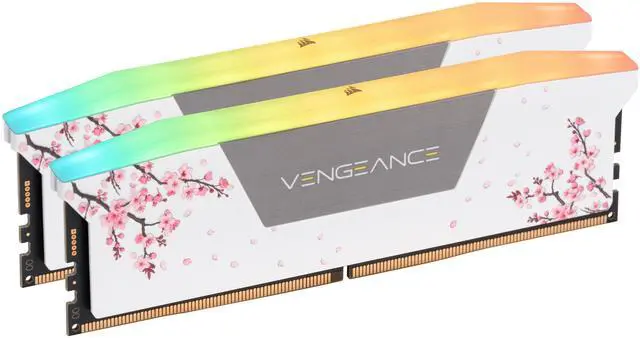 Main image of CORSAIR Vengeance RGB 32GB (2 x 16GB) 288-Pin PC RAM DDR5 6000 (PC5 48000) Custom Lab Cherry Blossom Desktop Memory Model CMH32GX5M2B6000Z30WCB - White