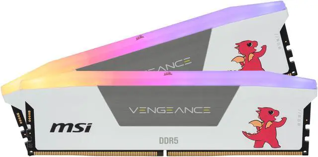 Alt view image 2 of 5 - CORSAIR Vengeance RGB 32GB (2 x 16GB) 288-Pin PC RAM DDR5 6000 (PC5 48000) Custom Lab Lucky White Desktop Memory Model CMH32GX5M2N6000Z36-MSI