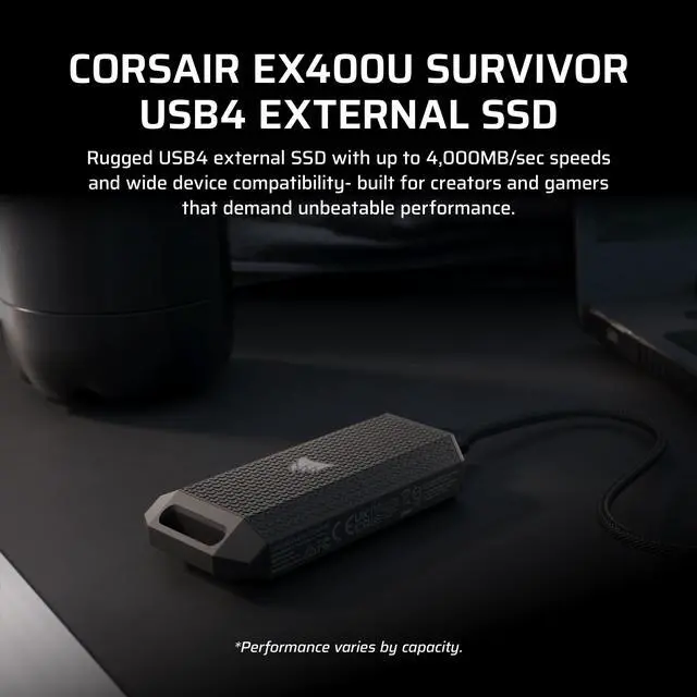 Alt view image 12 of 17 - CORSAIR 4TB EX400U Portable SSD Storage CSSD-EX400U4TB