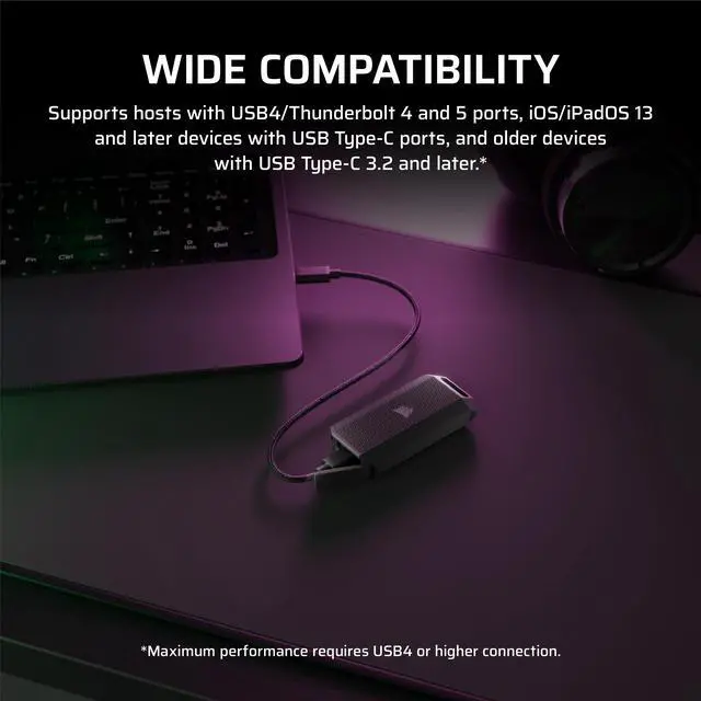 Alt view image 14 of 17 - CORSAIR 4TB EX400U Portable SSD Storage CSSD-EX400U4TB