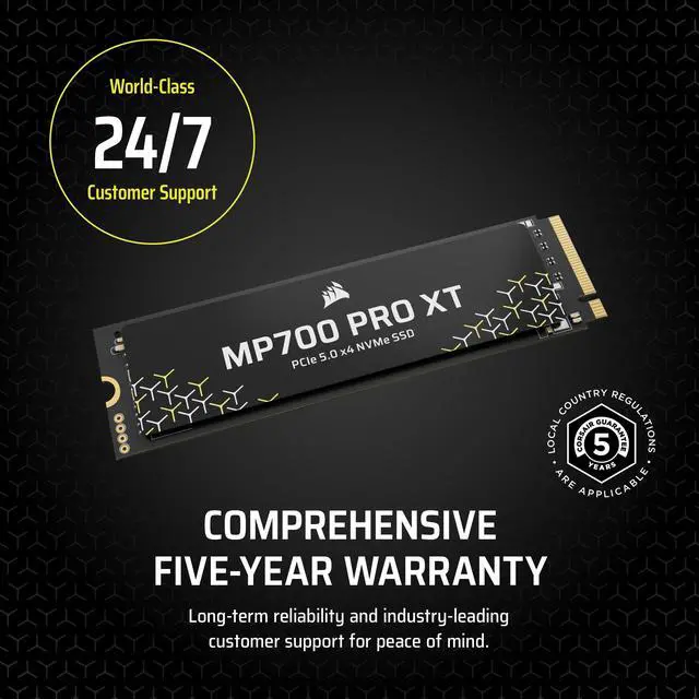 Alt view image 13 of 14 - Corsair MP700 PRO XT M.2 2280 2TB PCI-Express 5.0 x4 3D NAND TLC Internal Solid State Drive (SSD) CSSD-F20GBMP700PXNH