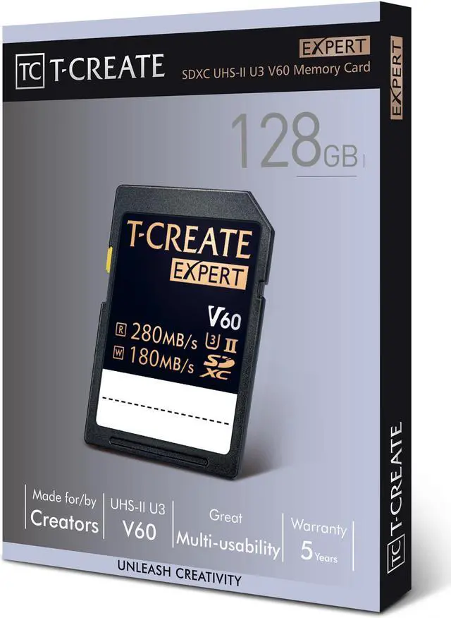 Alt view image 5 of 4 - Team Group 128GB Expert SD Card UHS-II / U3 / V60 Read/Write Speed Up to 280/180MB/s (TTCSDY128GIIV6001)