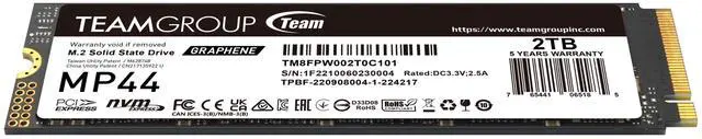 Alt view image 3 of 4 - Team Group MP44 M.2 2280 2TB PCIe 4.0 x4 with NVMe Laptop & Desktop & NUC & NAS Internal Solid State Drive (SSD), (R/W Speed up to 7,400/7,000MB/s) TM8FPW002T0C101