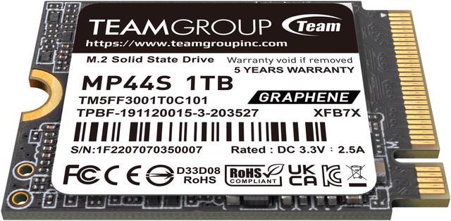 Team Group MP44S M.2 2230 1TB PCIe 4.0 x4 with NVMe, STEAM Deck Compatible,  Internal Solid State Drive (SSD) TM5FF3001T0C101