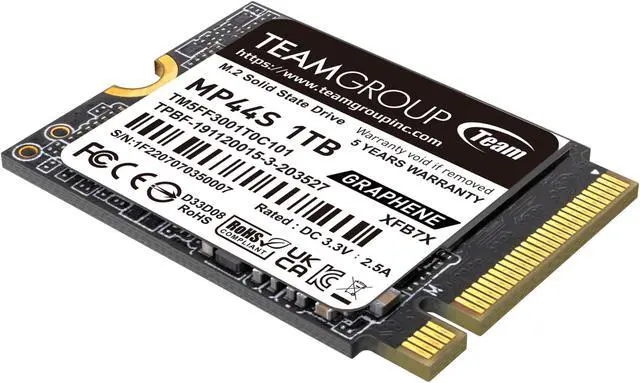 Alt view image 4 of 4 - Team Group MP44S M.2 2230 1TB PCIe 4.0 x4 with NVMe, STEAM Deck Compatible, Internal Solid State Drive (SSD) TM5FF3001T0C101