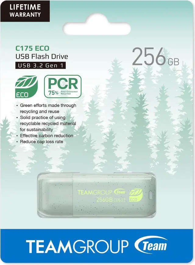 Alt view image 4 of 4 - TEAM 256GB C175 ECO USB 3.2 Gen 1 Net-Zero Flash Drive, Speed Up to 100MB/s (TC175ECO3256GG01)
