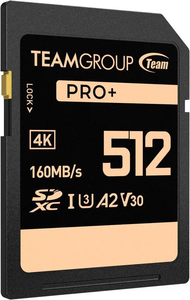 Alt view image 2 of 3 - Team Group 512GB PRO+ SDXC U3 V30 A2 4K SD Card, Read/Write Speed Up to 160/90MB/s (TPPSDX512GIA2V3001)