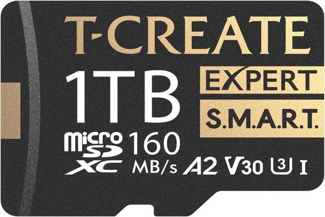 Main image of TEAMGROUP 1TB T-Create Expert S.M.A.R.T Monitored A2 microSDXC UHSI-I/U3 V30 4K High speed memory card with adapter, Compatible with GoPro, Insta360, Speed up to 160MB/s (TTCS1TIA2V3003)