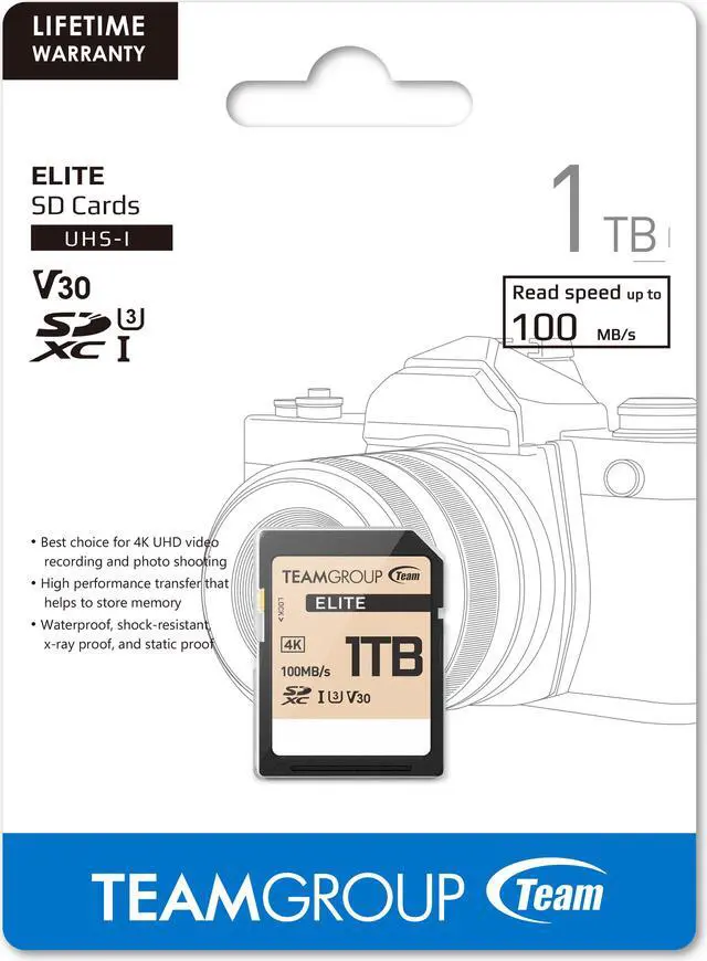 Alt view image 4 of 4 - Team Group 1TB Elite 4K SD Card UHS-I U3 V30 Read/Write Speed Up to 100/90MB/s (TESDXC1TIV30P69)