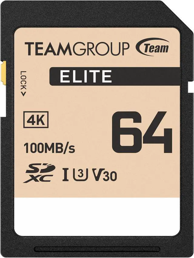 Main image of Team Group 64GB Elite 4K SD Card UHS-I U3 V30 Read/Write Speed Up to 100/50MB/s (TESDXC64GIV3069)