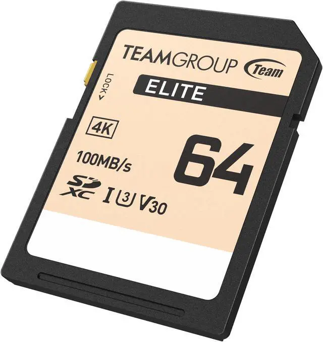Alt view image 2 of 4 - Team Group 64GB Elite 4K SD Card UHS-I U3 V30 Read/Write Speed Up to 100/50MB/s (TESDXC64GIV3069)