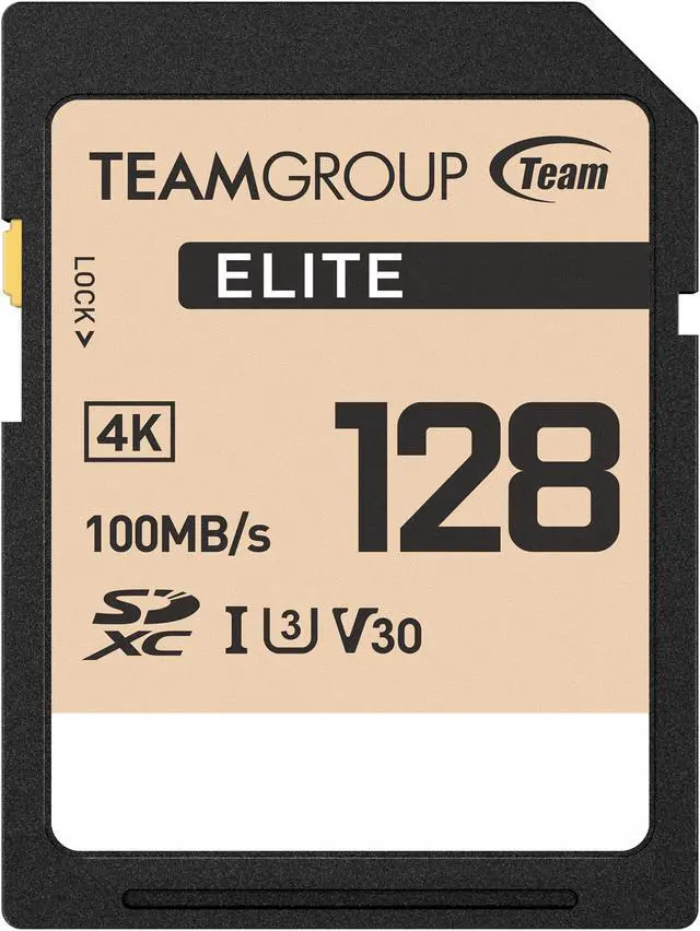 Main image of Team Group 128GB Elite 4K SD Card UHS-I U3 V30 Read/Write Speed Up to 100/50MB/s (TESDXC128GIV3069)
