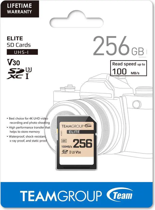 Alt view image 4 of 4 - Team Group 256GB Elite 4K SD Card UHS-I U3 V30 Read/Write Speed Up to 100/50MB/s (TESDXC256GIV3069)