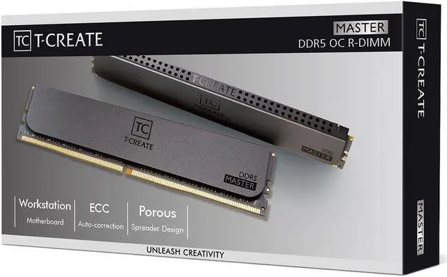 Alt view image 4 of 4 - TEAMGROUP T-Create Master Overclocking DDR5 R-DIMM 64GB Kit (4 x 16GB) 6000MHz (PC5-48000) CL32 Hynix A-DIE Workstation Memory Module Ram Black - CTCMD564G6000HC32AQC01