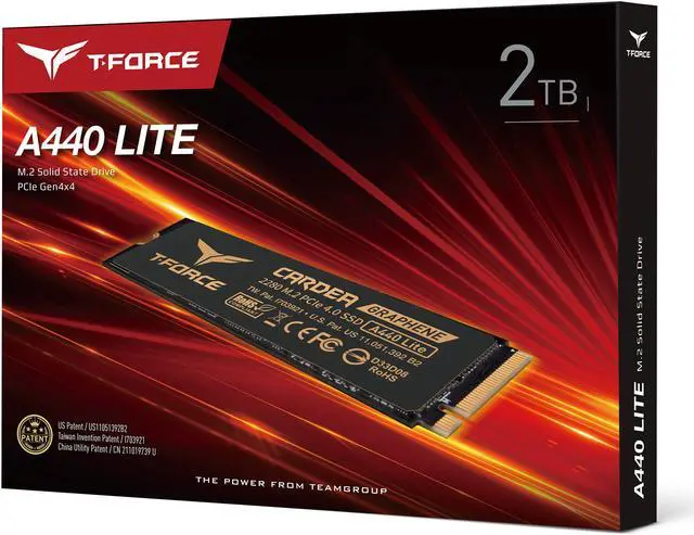 Alt view image 4 of 4 - Team Group T-FORCE A440 LITE M.2 2280 2TB PCIe 4.0 x4 with NVMe 1.4 TLC Internal Solid State Drive (SSD) TM8FFQ002T0C129