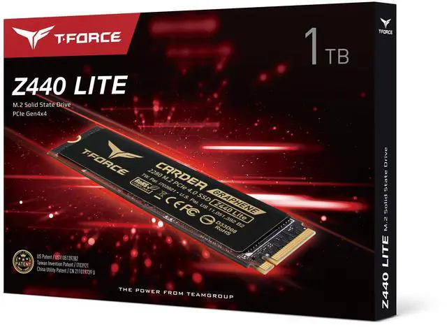 Alt view image 4 of 4 - Team Group T-FORCE Z440 LITE M.2 2280 1TB Gaming SSD with Graphene Heat Spreader PCIe 4.0 x4 with NVMe 1.4 TLC NAND, PS5 compatible, Speed up to 5,000 MB/s (TM8FFT001T0C129)