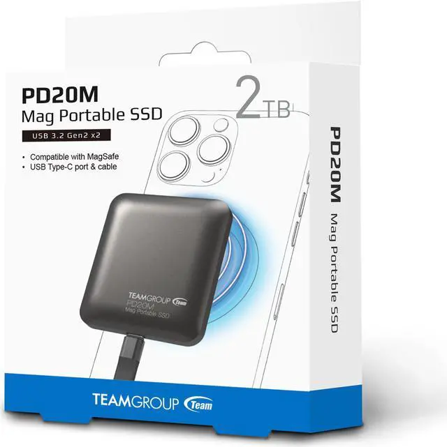 Alt view image 4 of 4 - Team Group PD20M 2TB Mag Portable SSD USB 3.2 Gen 2x2 Type-C Compatible with iPhone 15/15 Plus/15 Pro/15 Pro Max, Speed up to 2000MB/s (TPSEG2002T0C108)