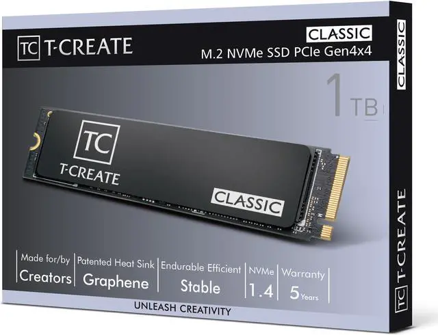 Alt view image 4 of 4 - Team Group T-Create Classic M.2 2280 1TB PCIe Gen4x4 with NVMe 3D NAND TLC Internal Solid State Drive (SSD) TM8FPM001T0C329