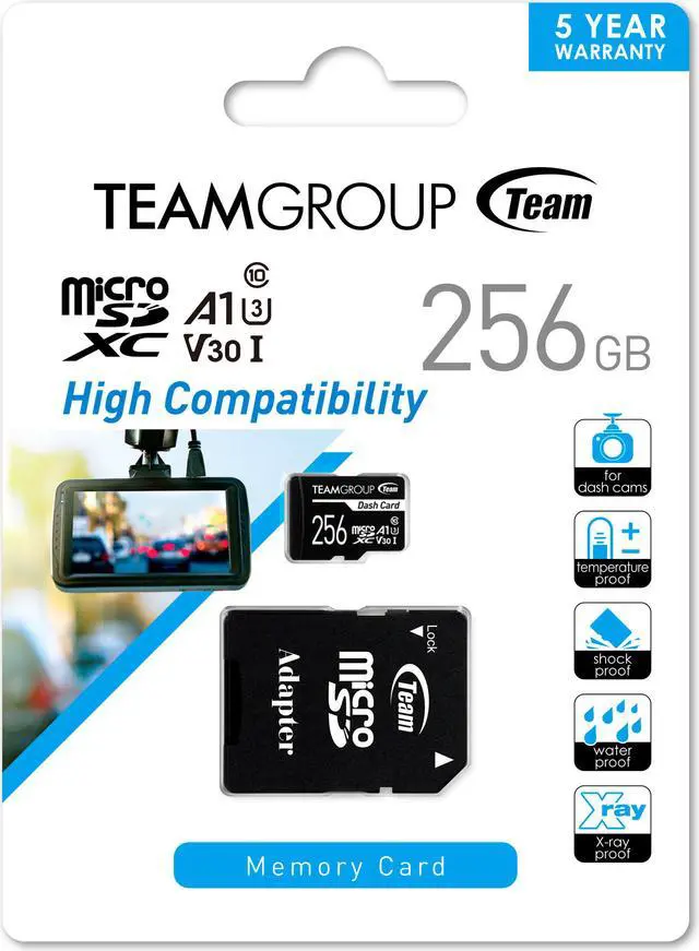 Alt view image 4 of 4 - Team 256GB Dash Card microSDXC UHS-I/U1 Class 10 Memory Card with Adapter, Compatible for cams, Speed Up to 100MB/s (TDUSDX256GUHS03)