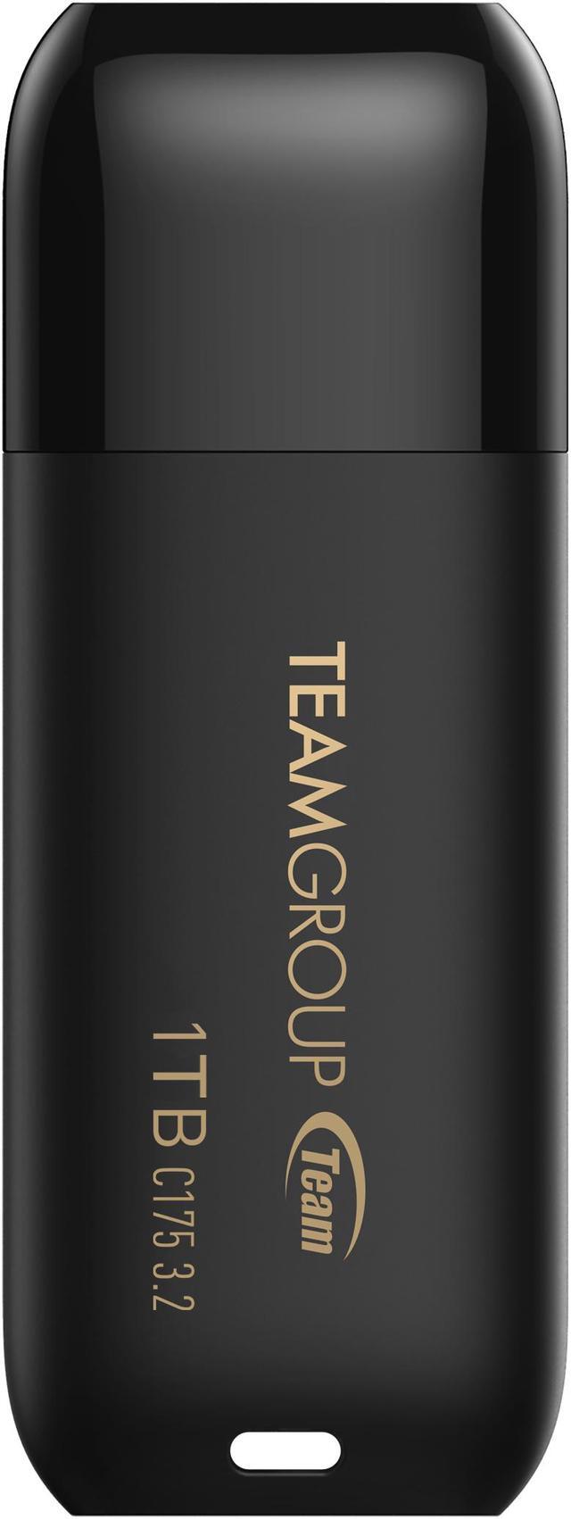 Main image of TEAMGROUP C175 1TB USB 3.2 Gen 1 Flash Drive Rounded Streamlined Unibody Design Black Pearl Seamless Construction Matte and Glossy Finish, Speed Up to 100MB/s (TC17531TBB01)