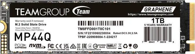 内蔵型SSD TEAMGROUP MP44Q 1TB SSD TM8FFD001T0C101 Amazon.com: TEAMGROUP MP44Q 1TB SLC Cache Gen 4x4 M.2 2280