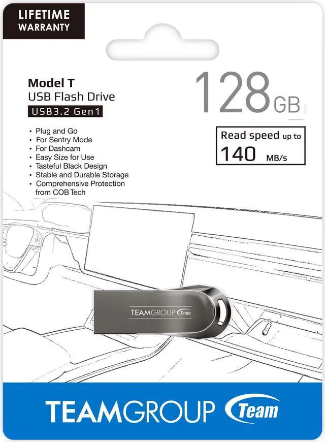 Alt view image 7 of 6 - Team Group 128GB Model T USB 3.2 Gen1 Flash Drive, Speed Up to 140MB/s (TMODELT3128GF0)