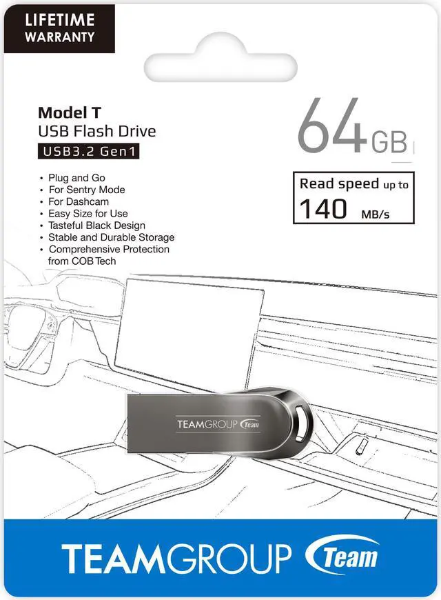 Alt view image 7 of 6 - Team Group 64GB Model T USB 3.2 Gen1 Flash Drive, Speed Up to 100MB/s (TMODELT364GF01)